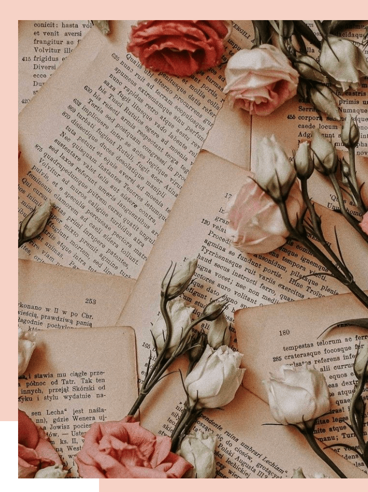 Photo aesthetic avec des roses et un livre